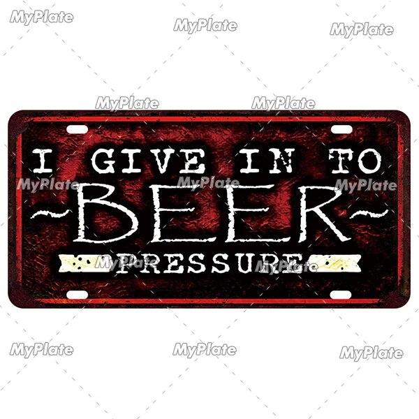 Drinking Beer Licenses Plate Garage Plaque Metal Tin Sign Decorative Car Plate For Living Room Door Club Garage Wall Decoration