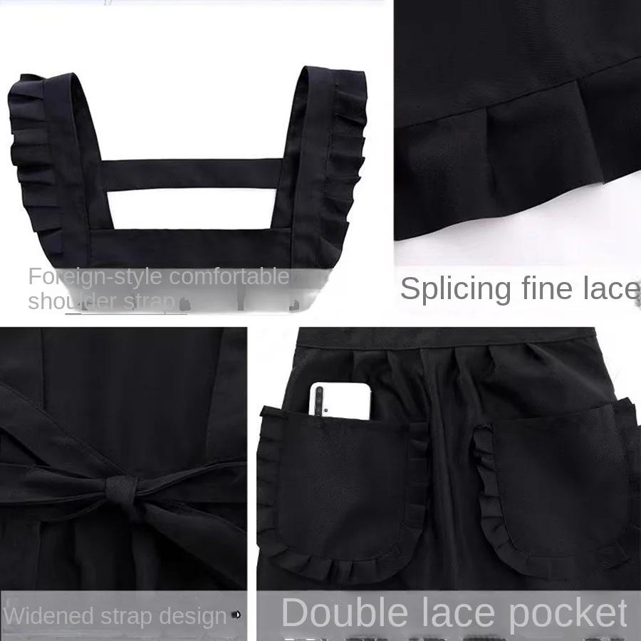 Stylish Korean Fashion Apron Princess Apron, Canvas Waterproof Dining Apron with Pockets, Polyester Apron for Women, Simple S