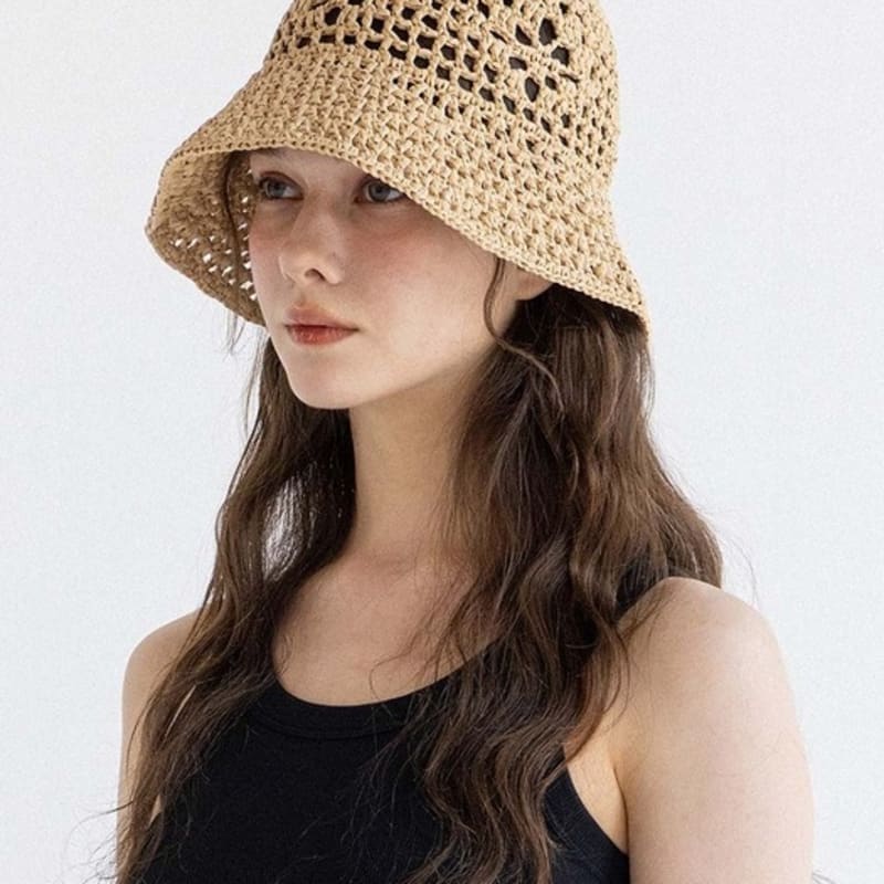 POHIES RAFFIA BUCKET HAT-BEIGE