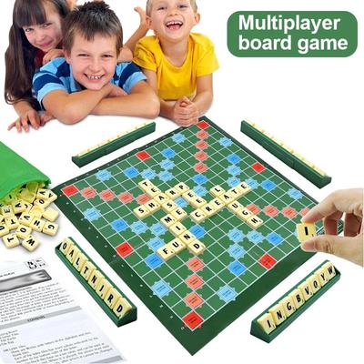 2-4 People English Spelling Solitaire Box Alphabet Chess Educational Toys Travel English Alphabet Scrabble Puzzle Board Game