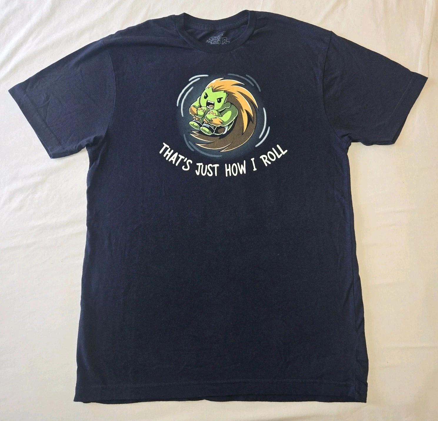 Street Fighter  Blanka  Graphic Print T-Shirts Navy Blue Medium. M