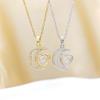 Titanium Steel Moon and Heart Zircon Pendant Necklace for Women