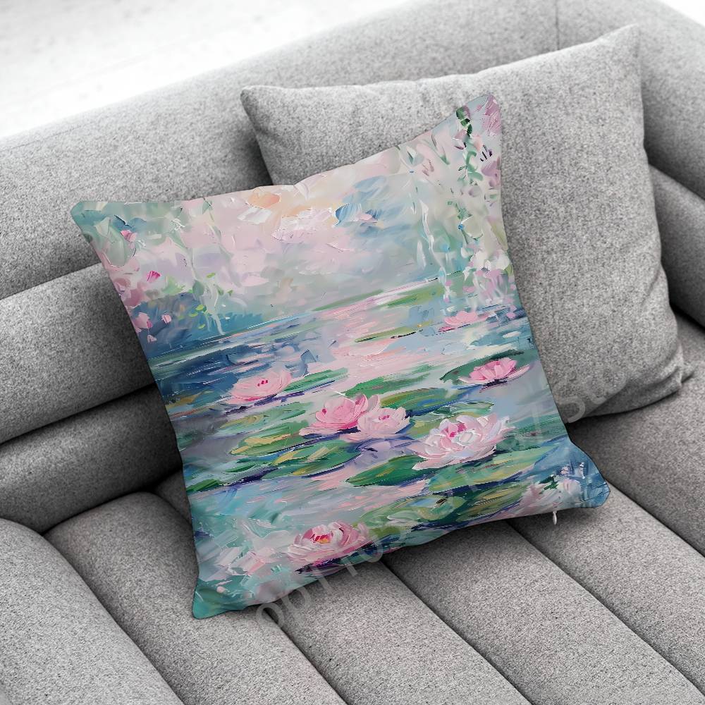 C-Claude Monet Garden Paint Throw Pillow Case For 55x55cm 40x40cm 45x45cm 50x50cm 30x30cm Square Office Pillowship Cover