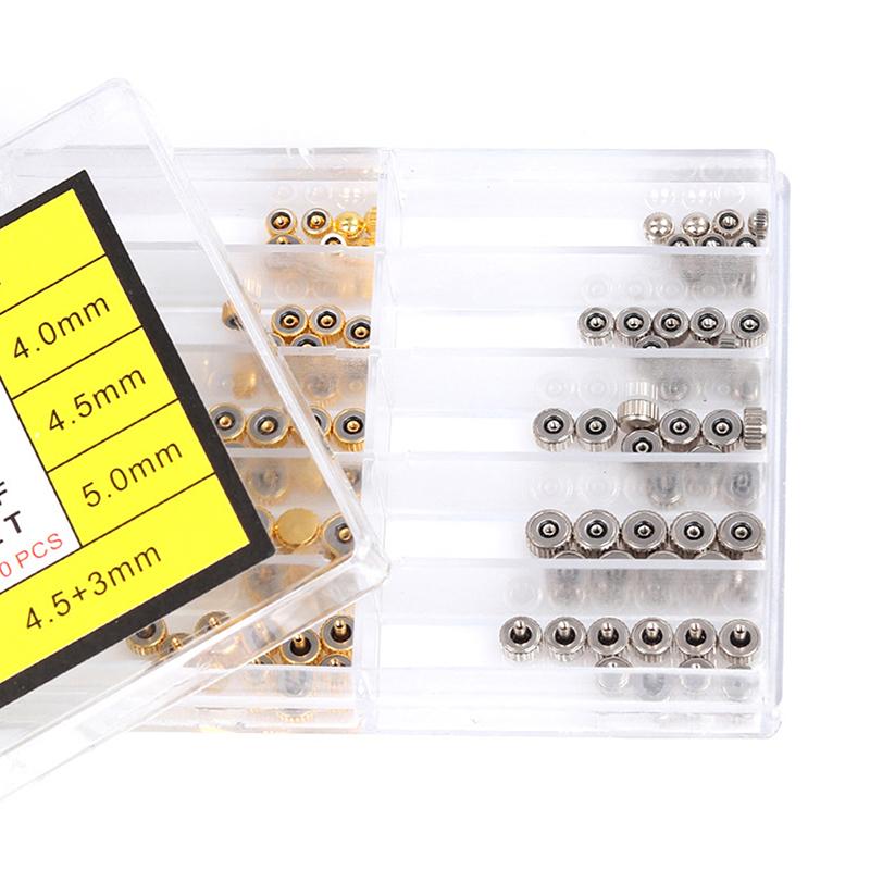 100Pcs/Box Watch Crowns Watch Waterproof Replacement Assorted Repair Tools Silver Gold Watch Accessories For Watchmaker