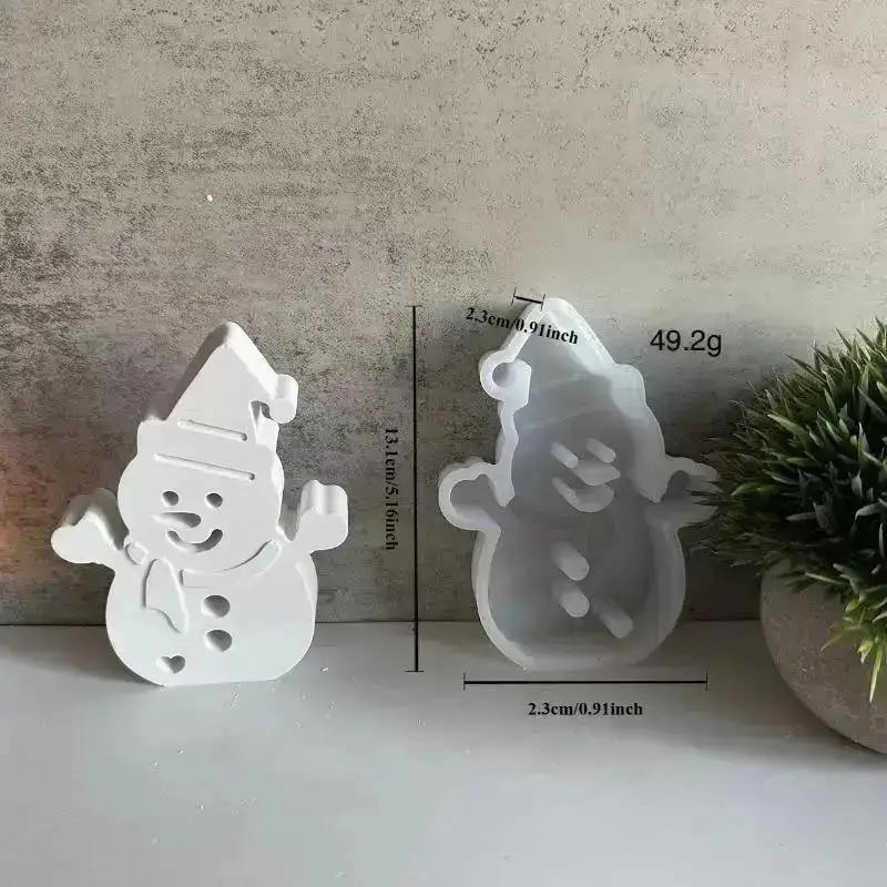 2025 Creative New Snowman Candle Mold Christmas Snowman Shape Cement Gypsum Ornament Mold Epoxy Resin Mould Xmas Gifts