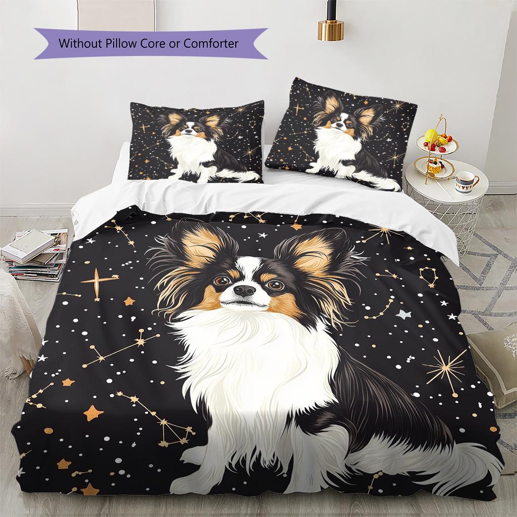 Black Papillon Pattern Bedding Home Decoration Birthday Gift (1 * Duvet Cover + 2 * Pillowcase, Without Core)