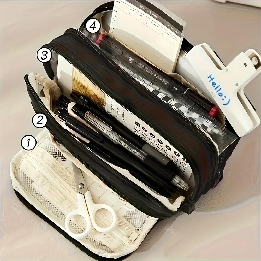 Large Capacity Pen Pouch, Multipurpose Stationery & Cosmetic Case, Portable Organizer for School Office Travel