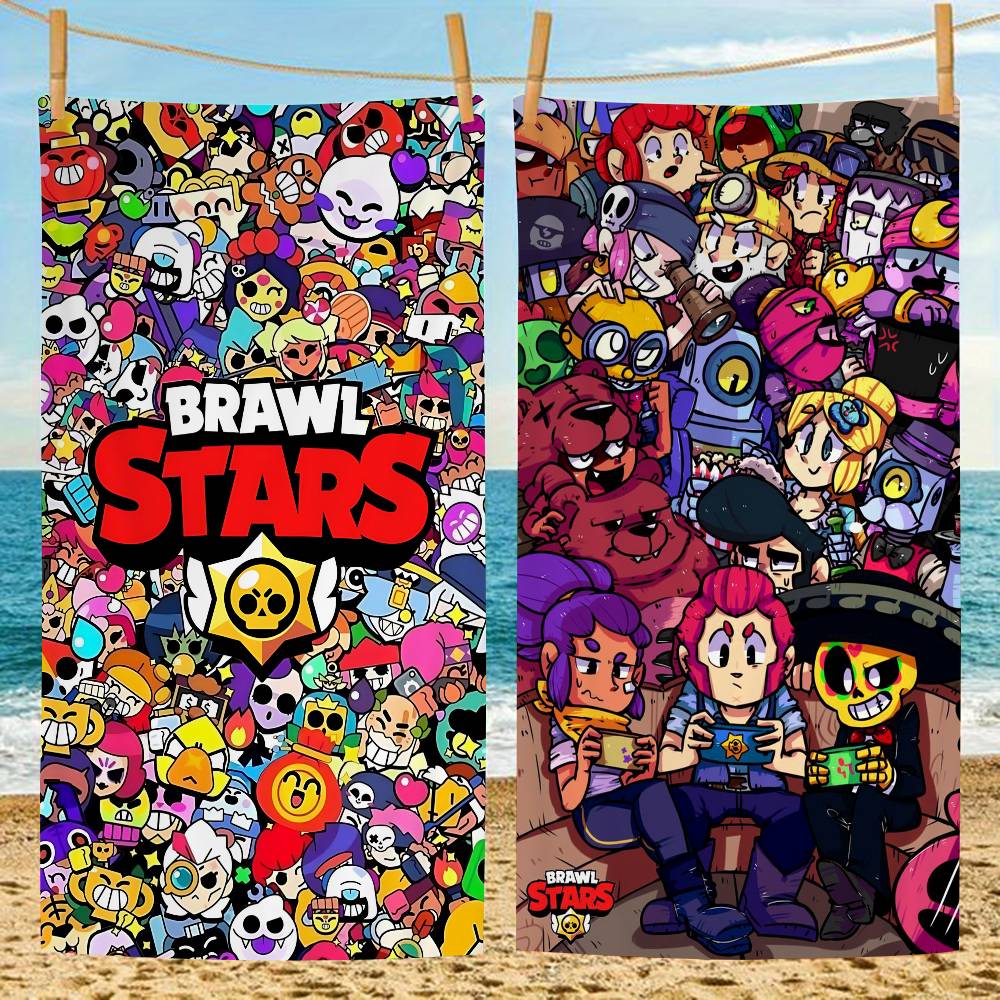 Game B-rawl Game S-Stars Anime Microfiber Printed Beach Towel Mountain Climbing Yoga Beach Swimming Running Absorbent Soft Towel
