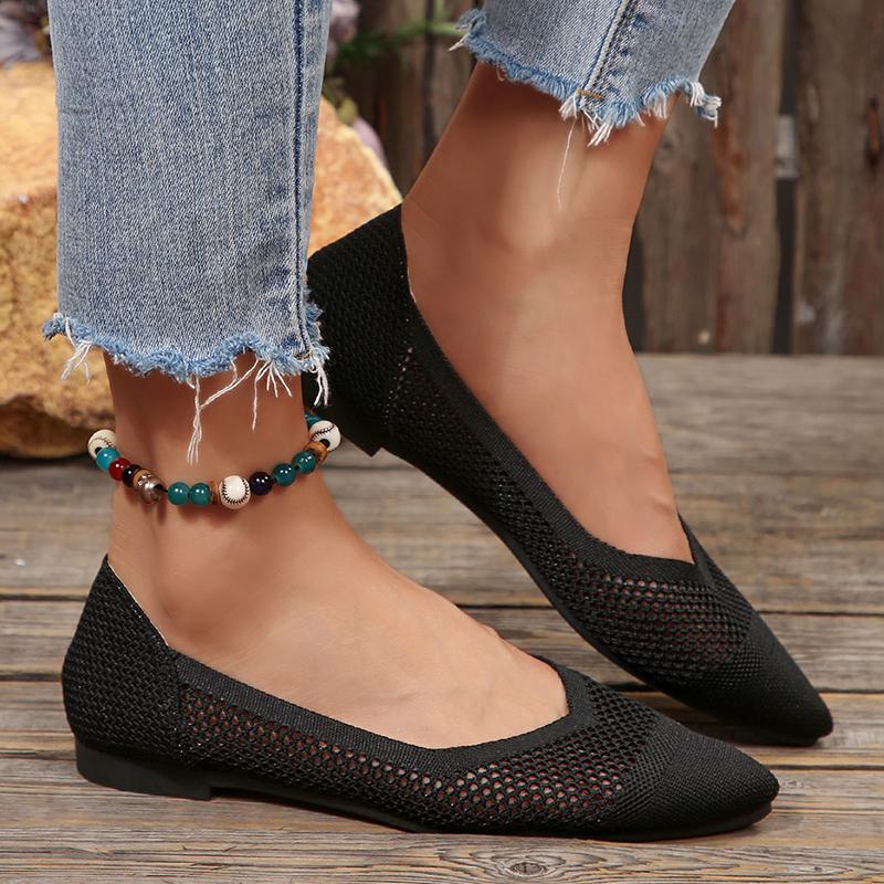 Fashion Lightweight Slip On Flat Shoes Woman Knit Mesh Breathable Summer Shoes for Women Mix Color Soft Sole Casual Work Shoes Plus Size
