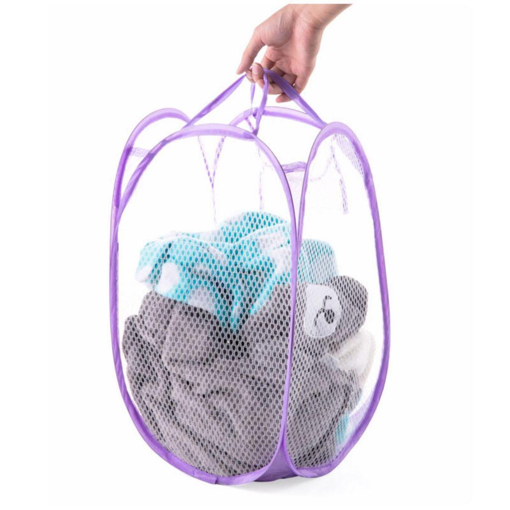 Foldable Mesh Laundry Basket for Clothes and Toy Storage - Portable & Compact Hamper