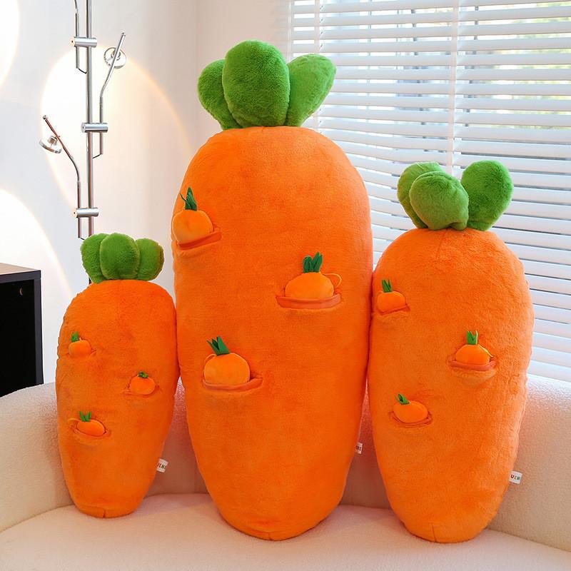 Plush Carrot Shape Baby Pillow With Soft Short Pile Fabric For Sleep And Play