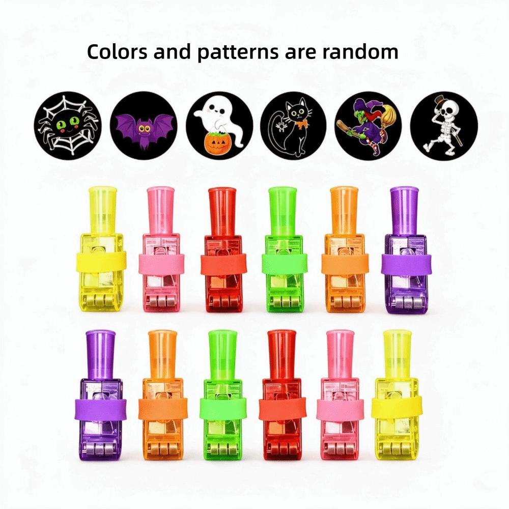 12 Piece Glow in Dark Festive LED Light-Up Finger Lights Glowing Ring Projector Light Party