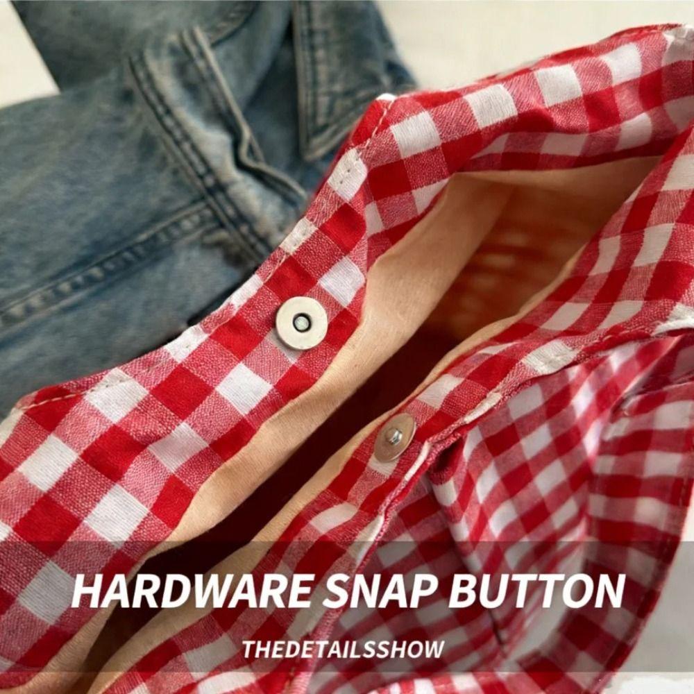 Fashion Red Plaid Tote Bag Large Capacity Shoulder Bag Lightweight Canvas Vest Bag  Storage Bag