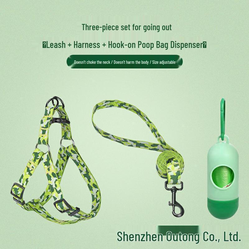 Nylon Outdoor Trio: Leash, Harness & Hook Bag Holder
