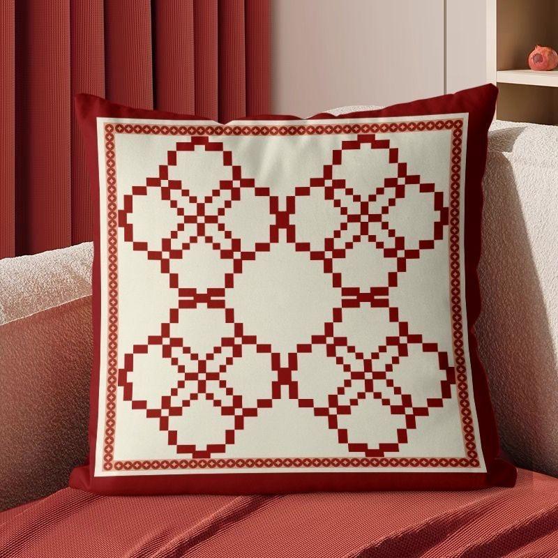 Festive Chinese Light Luxury Pillow Cover Sofa Living Room Cushion Cover Bedside Pillow Backrest Household Square Pillowcase