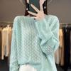 Women's Pure Cashmere Hollow-Out Crew Neck Sweater