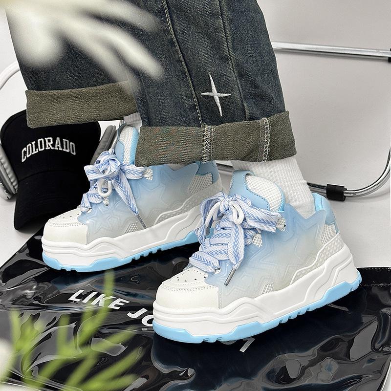 Męskie Sneakersy z Kaczuszkami na Lato 2025: Codzienne buty sportowe inspirowane celebrytami, na grubej podeszwie, dodające wzrostu.