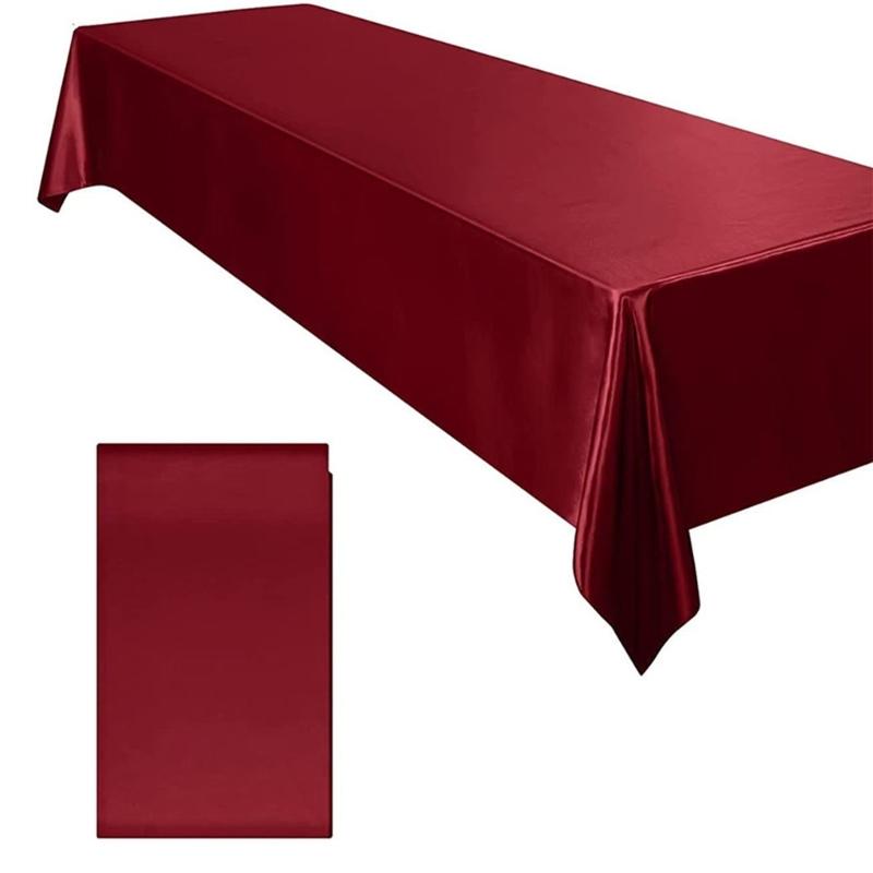 Satins Banquet Tablecloth 57 X 71 Inch Rectangular Draped Table Cover with Smooth Silky Fabric for Wedding Reception Decors