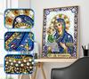 Neues 5D DIY Diamantmalerei Kreuzstich Charakter Religiöse Dame, Runde Diamantstickerei Heimdekoration 30x40cm