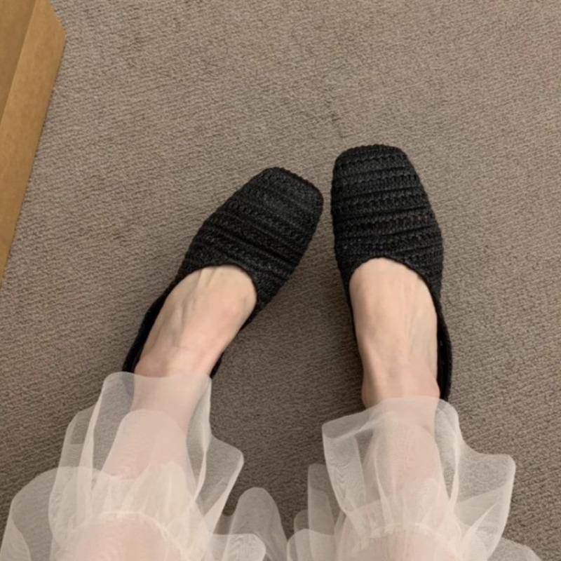 Holiday Knitting Niche Half Slippers Women's Outerwear Spring and Summer with Skirt Baotou