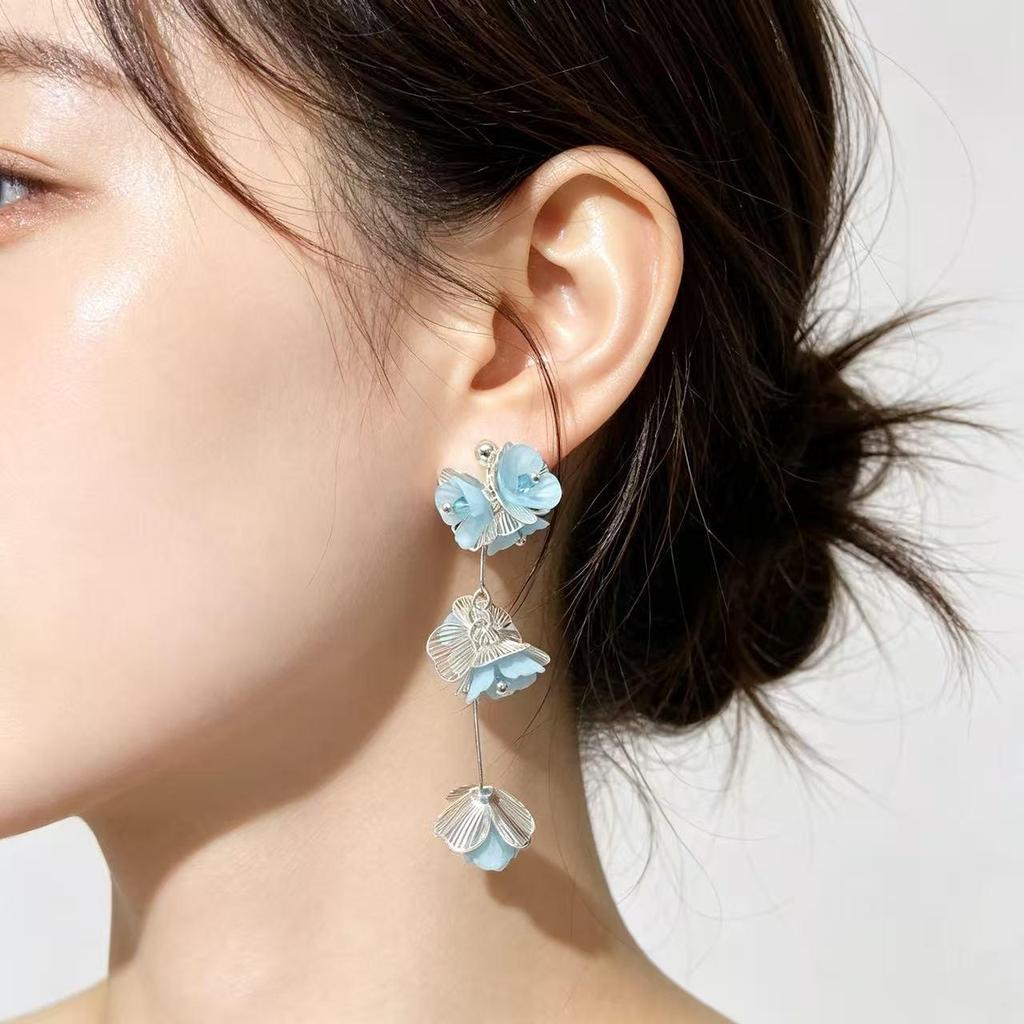 Korean Dongdaemun Flower Tassel Earrings: Trendy and Sweet Fashion Accessories for Women