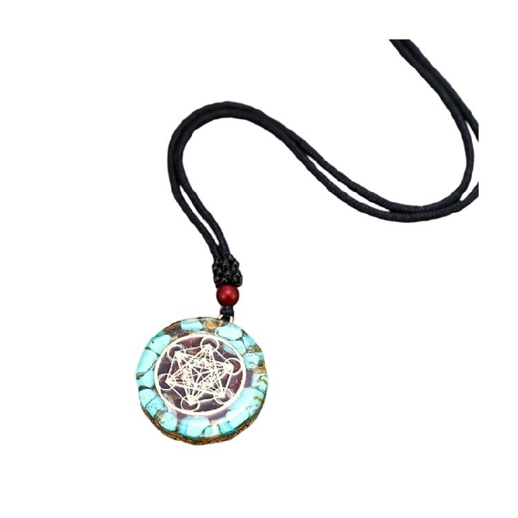 Natural Crystal Turquoise Garnets Stone Necklace Handmade Adjustable Length Neckchain Jewelry For Women Girls 1