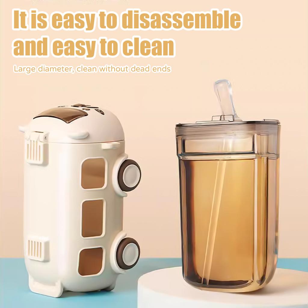 Sommer-Trinkbecher für Kinder, Silikon-Trinkbecher, 14 Jahre, Junior-Trinkbecher, 500 ml, Cartoon-Auto-Becher mit Tragegurt