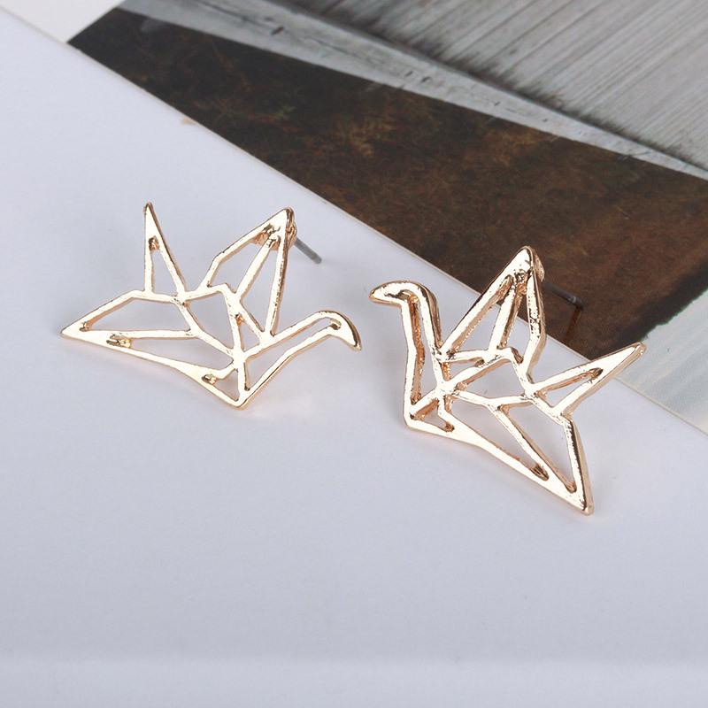Origami Crane Stud Earrings - Artistic, Simple Design for Girls