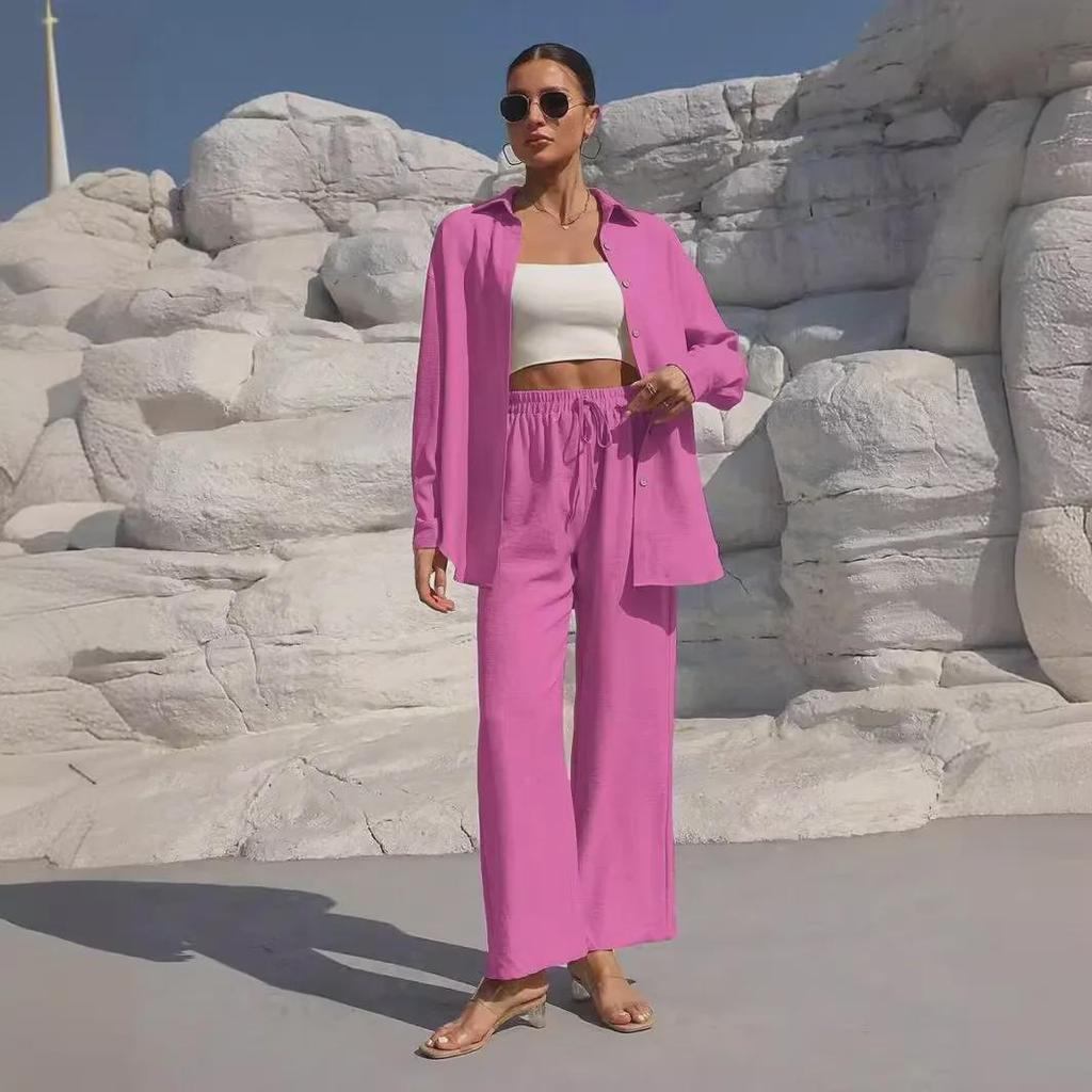 2025 Herbst Damenmode Zweiteiler: Lockere Strickjacke & Weitbeinige Hose