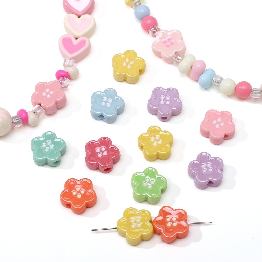 Acrylic Dopamine Oil Droplets Flower Button Beads for DIY Jewelry 1 Set