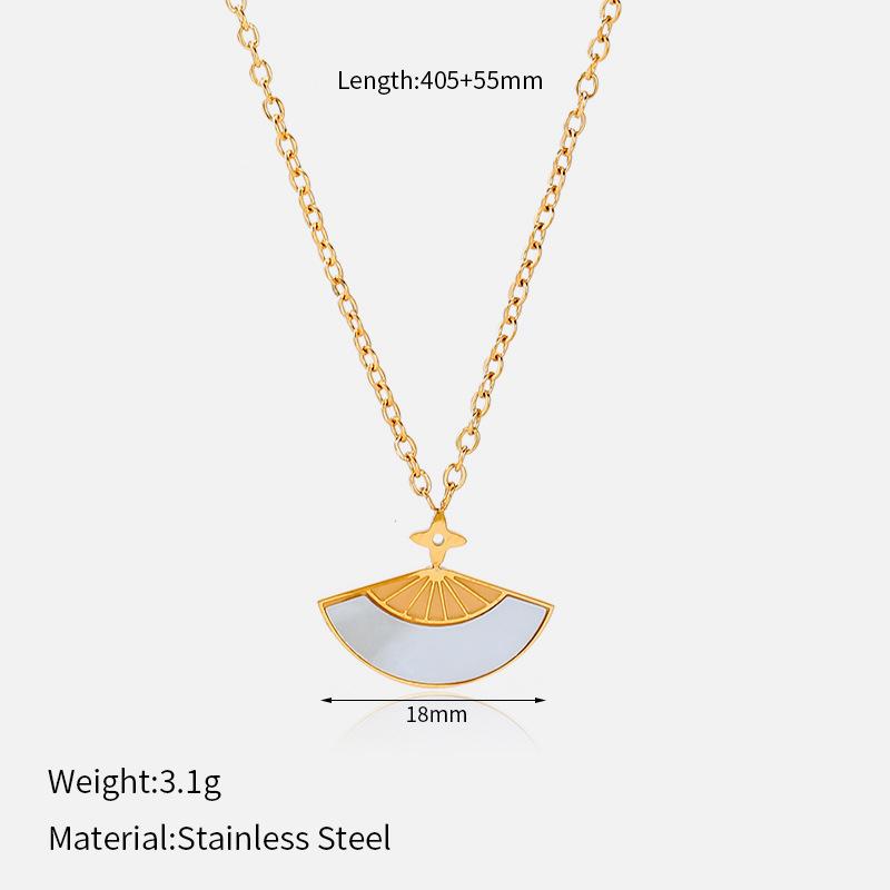 European and American Ins Stainless Steel 18K Gold Necklace Fashion Colored Diamond Round Pendant Light Luxury Four-leaf Clover Collarbone Chain Set