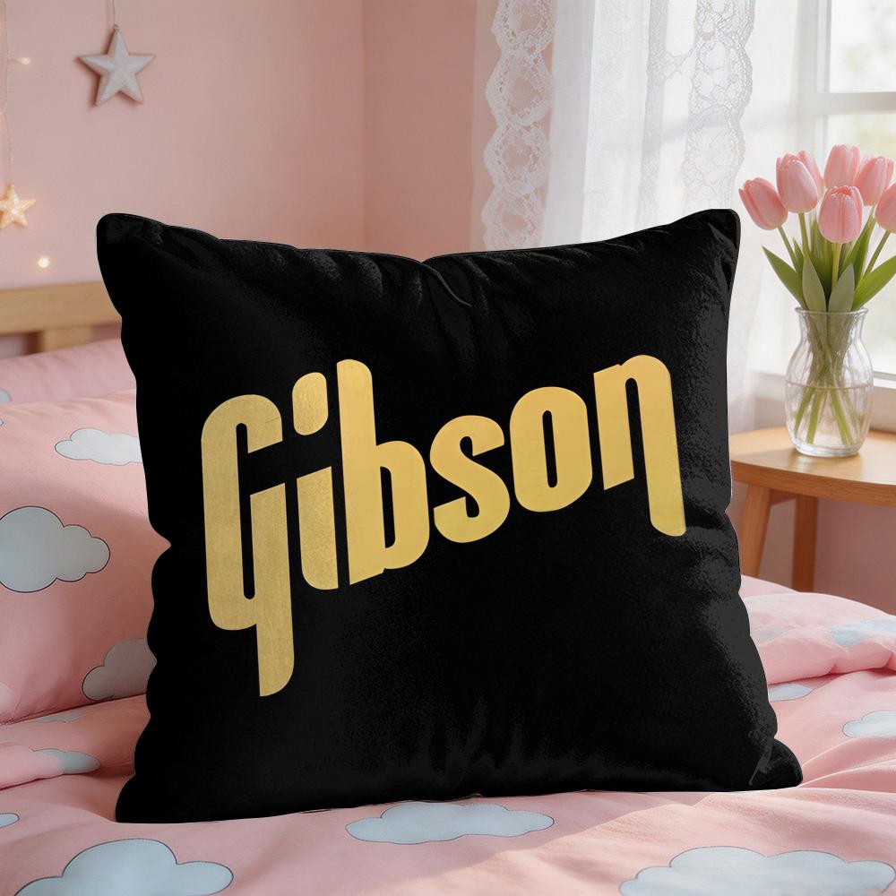 GGibson Musical Guitar Cushion Cover Square Short Plush Pillow Case Living Room Sofa Home Decor Funda X