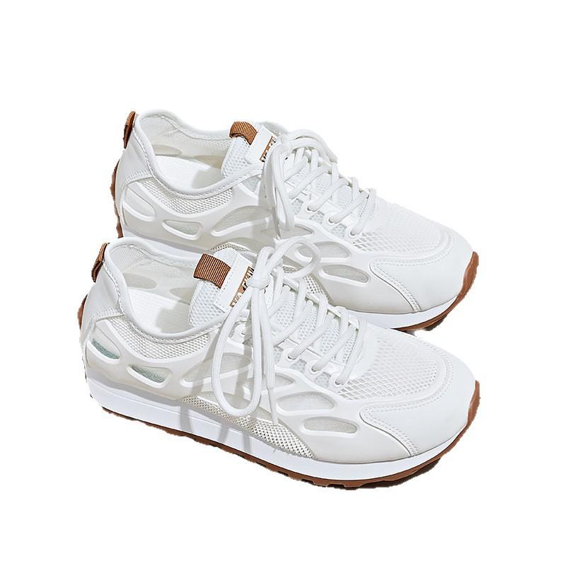 2025 breathable mesh white shoes women's summer mesh sandals super fire hollow sports travel shoes single net Forrest Gump shoes