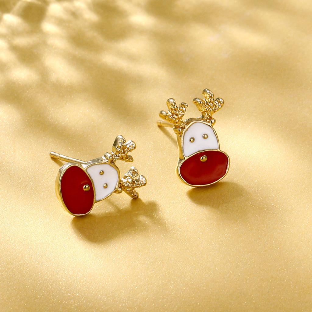 

Alloy Christmas Modern Deer Santa Earrings Stylish Geometric Jewelry Inspired 2