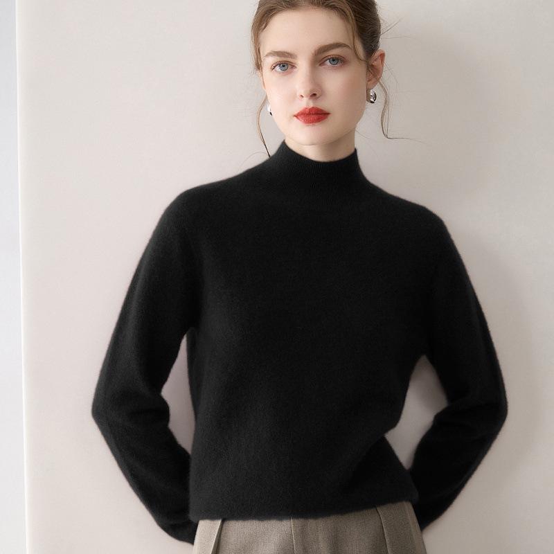 Women's 100% Pure Cashmere Sweater - Solid Color, Versatile & Warm Knit Base Layer.