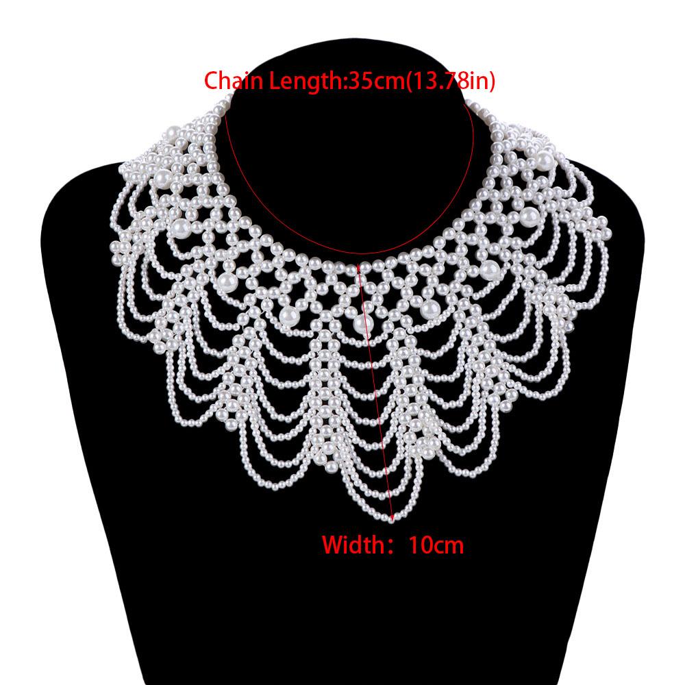 Beaded Lace Trim Collar Multi-layered Pearl Necklace Woven Women's Clavicle Chain Party