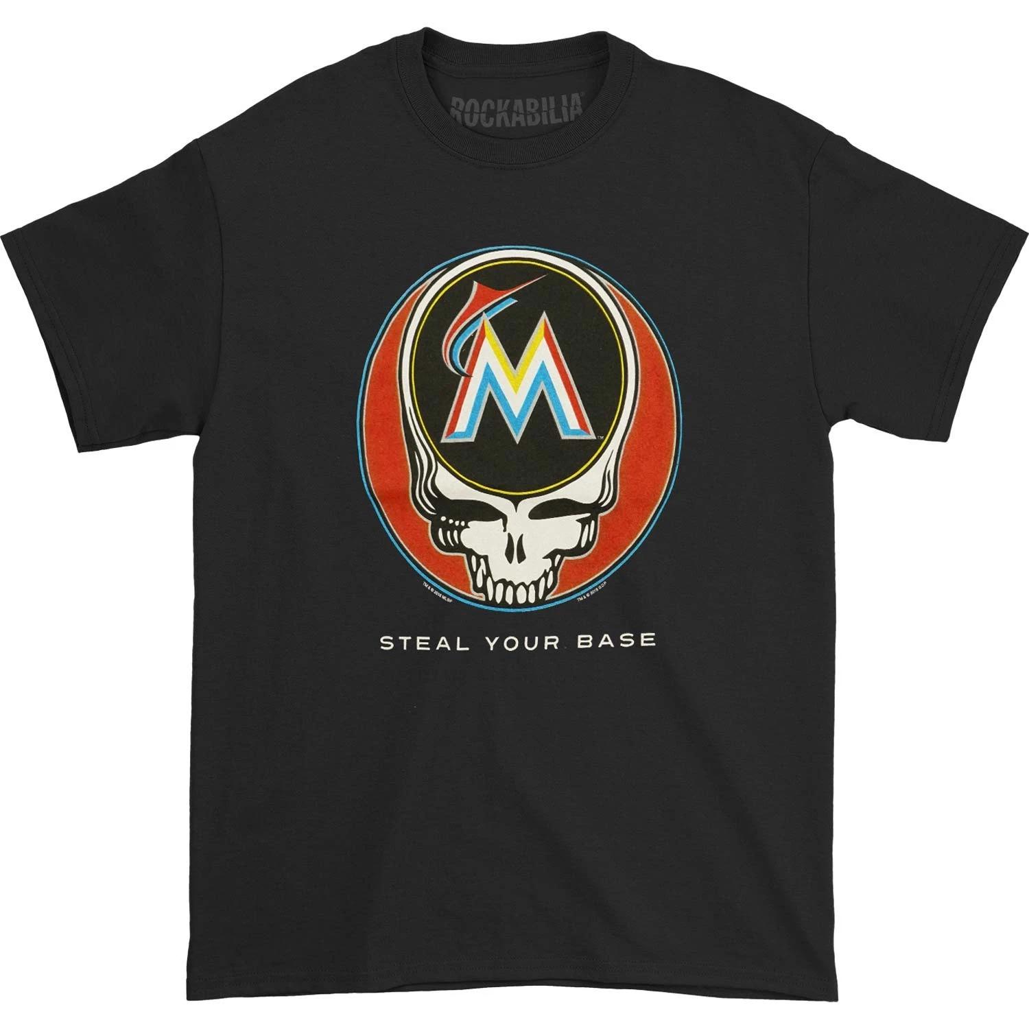 Men s Grateful Dead Miami Marlins Steal Your Base T-shirt Small Black XS