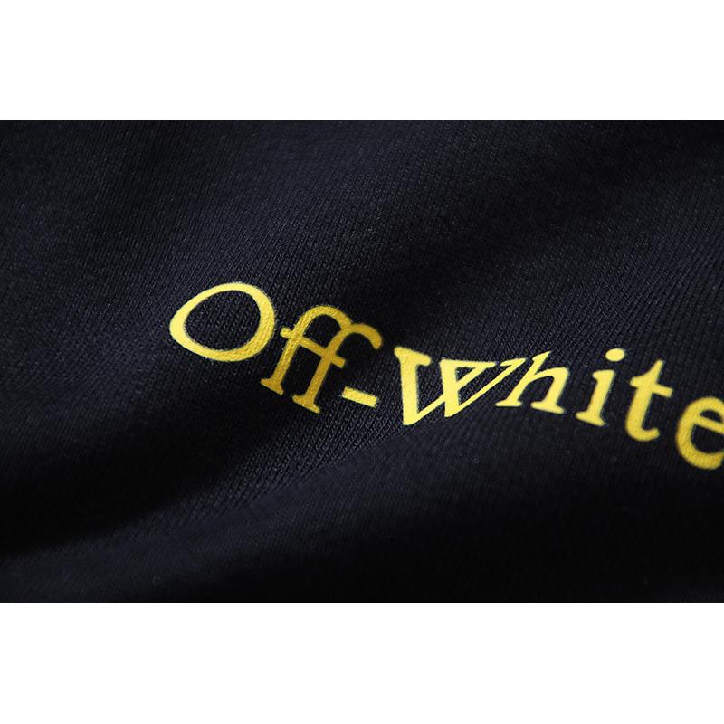 1244 Off-White 2025 Otoño Nuevo Cinta Métrica Regla de Flecha Cinta Estampada Sudadera de Cuello Redondo para Hombre y Mujer