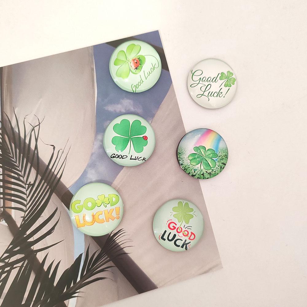 6pcs Cute Lucky Refrigerator Magnets Cartoon Leaf Fridge Blackboard Whiteboard Po Message Magnets Decorative