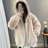 Women Loose Plush Hooded Coat Lamb Wool Thickened Medium Long Autumn Winter  New Clothing Imitation Rabbit Fur Coat