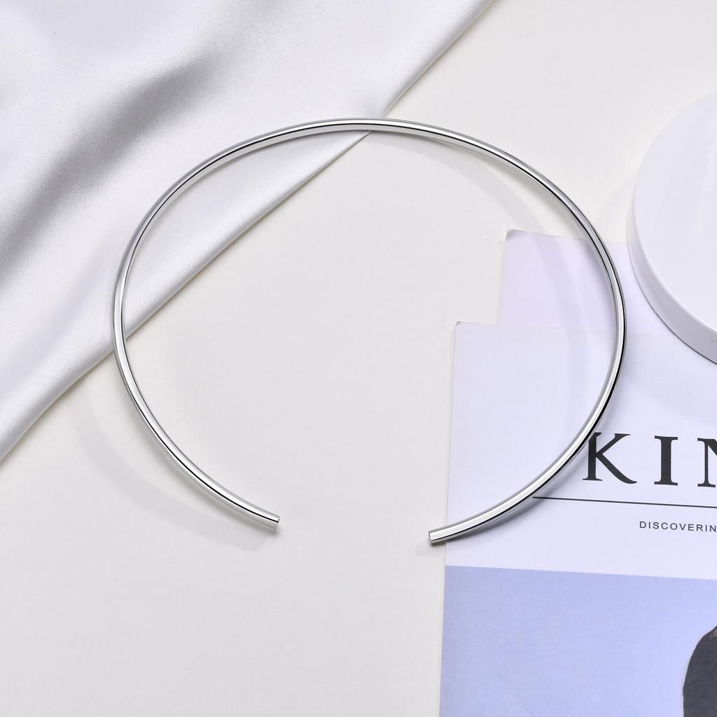 Collana Girocollo in Acciaio Inossidabile per Donna, Bracciale Rigido Aperto, Collana Minimalista Regalo per Festa di Compleanno