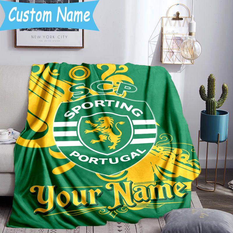 Custom Name Clube de Portugal Blanket Flannel Blanket for Camping, Hiking, Garden Parties, Picnic Essentials,gift for family and friend