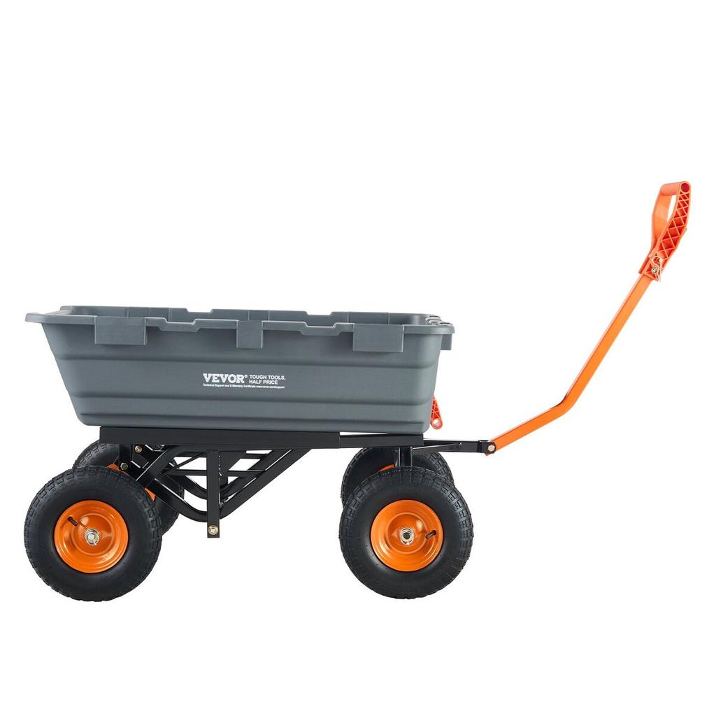 Poly Garden Dump Cart Heavy-duty Yard Carts and Wagons 1500 lbs 13" Tires