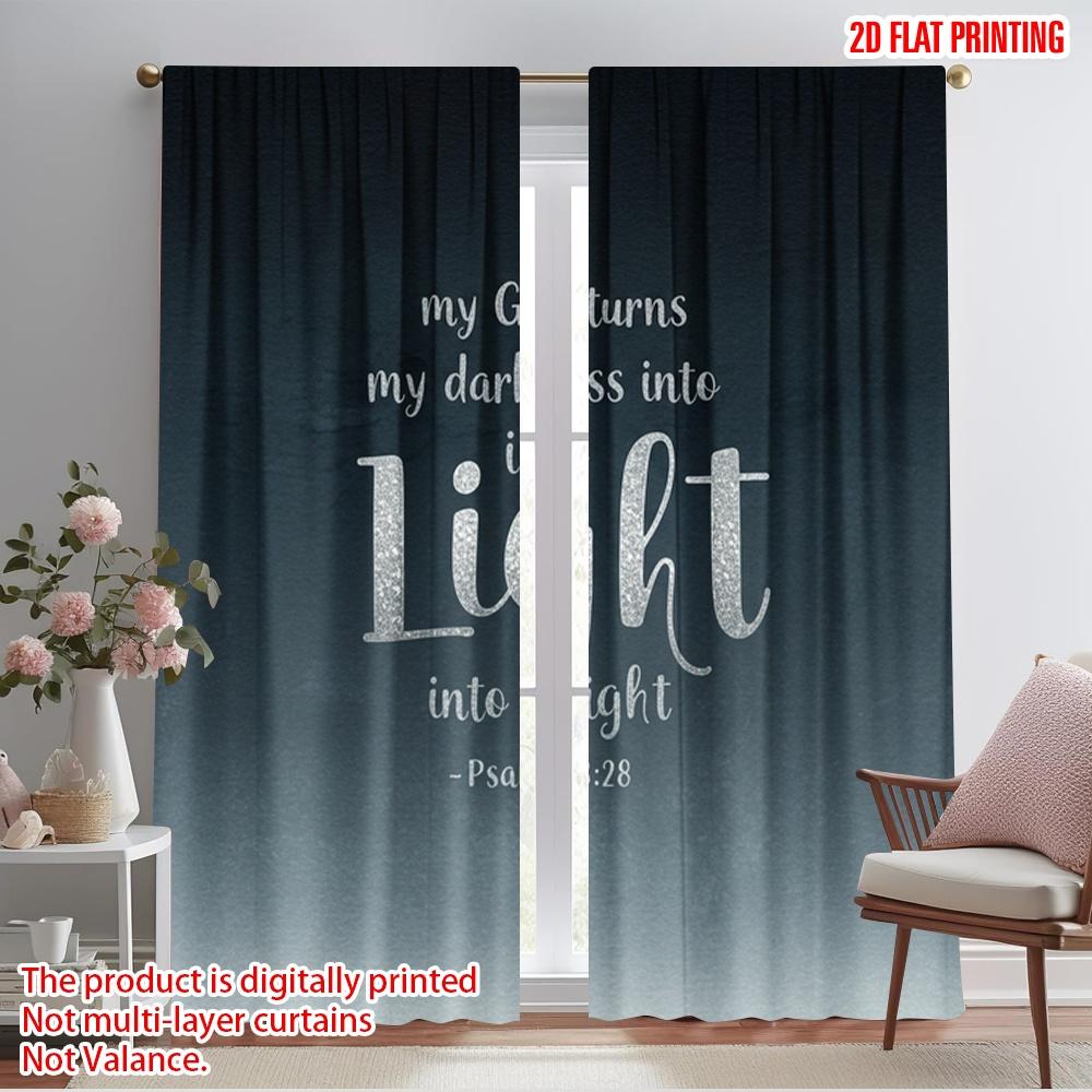 

2pcs 2D flat printing Curtains My God Turns Darkness Light Polyester Without Electricity Festive Curtains for Holiday Decor 52.50×116.00 CM 2pcs