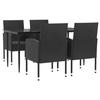 VidaXL Ensemble à Manger de Jardin 5 pcs, Chaises et Table à Dîner, Meubles de Terrasse Patio Extérieur, Moderne, Noir 3203340