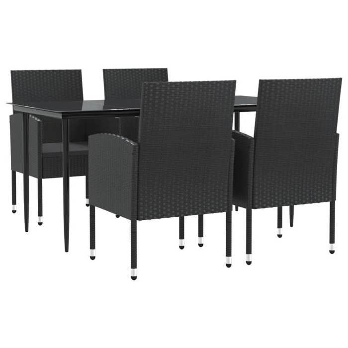 VidaXL Ensemble à Manger de Jardin 5 pcs, Chaises et Table à Dîner, Meubles de Terrasse Patio Extérieur, Moderne, Noir 3203340