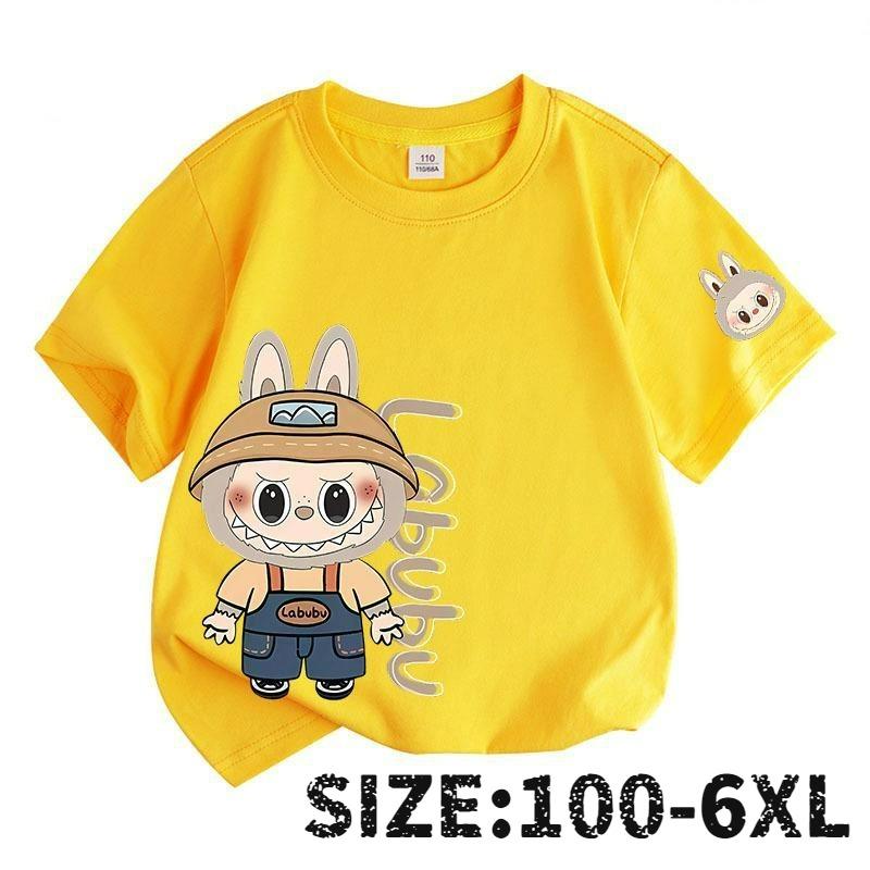 LABU Letter Elf Cartoon Graphic Printed T-shirt Kids and Women Tees Top Summer Casual Men's Unisex Short Sleeve Clothing