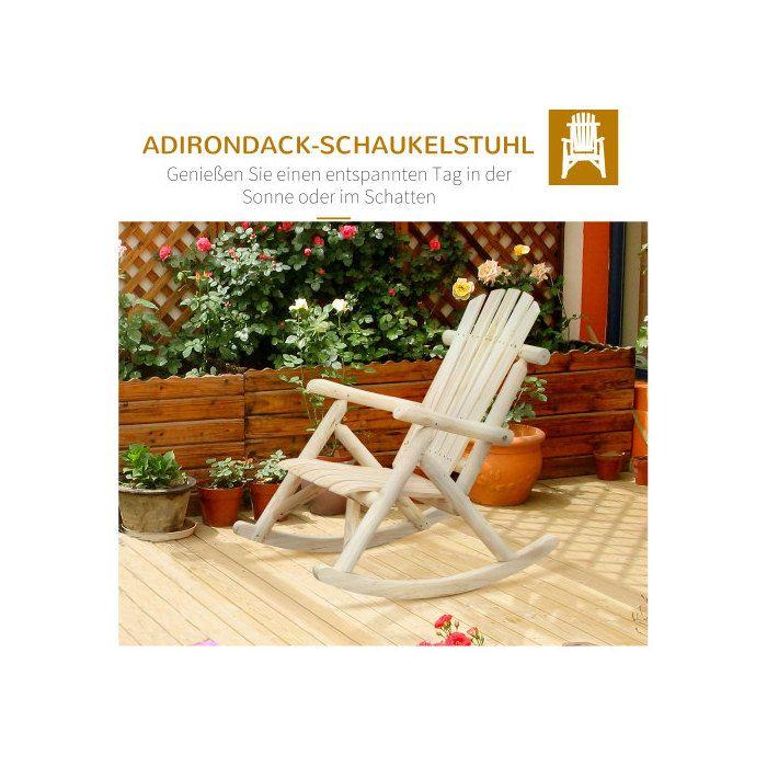 Fauteuil à bascule Outsunny Fauteuil à bascule de jardin Relax en bois de sapin naturel