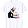 Cat Bunny Ears Easter Basket Graphic Shirts Casual Women Crewneck TShirt for Unisex Women Cute Cat Printed Tops Vintage Y2k Tee