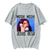 Streetwear Nicolas Cage Moshi Moshi Jesus Desu T-Shirt Men Meme Picolas Cage Awesome T-shirts Cotton Clothing